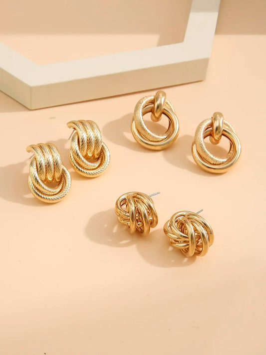 Gold-Color Hoop Earrings  Geometric Twist